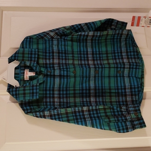 Cat & Jack Green Plaid Flannel Shirt NWT - Picture 4 of 11